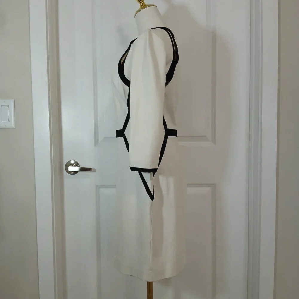 Banana Republic Trim Sheath Dress Women’s Size 8 Cream Black - Like New - Picture 4 of 8